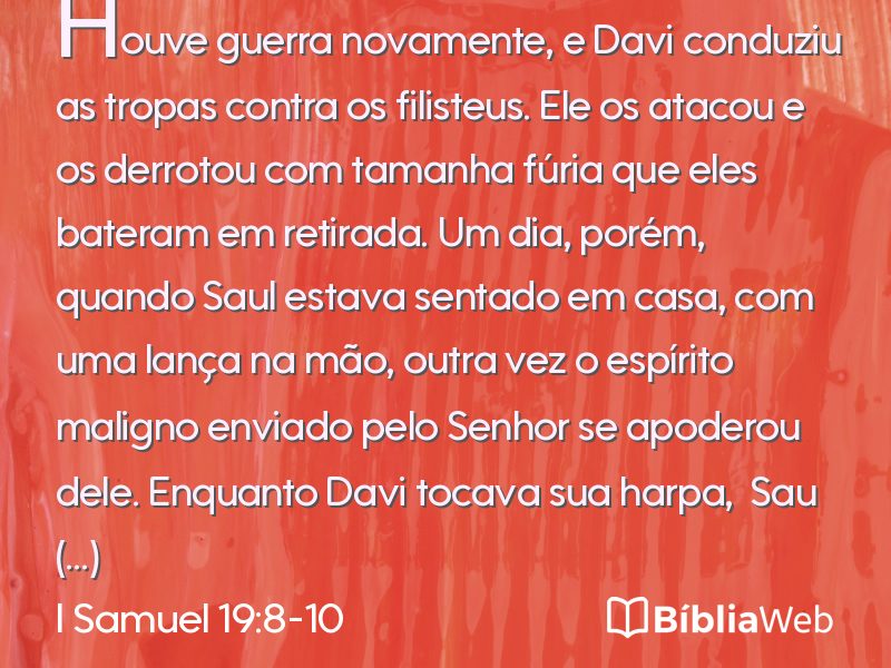 I Samuel 19:8-10 em imagem para compartilhar