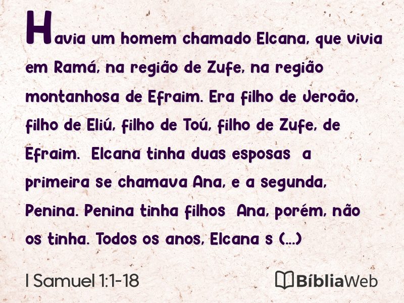 I Samuel 1:1-18 em imagem para compartilhar