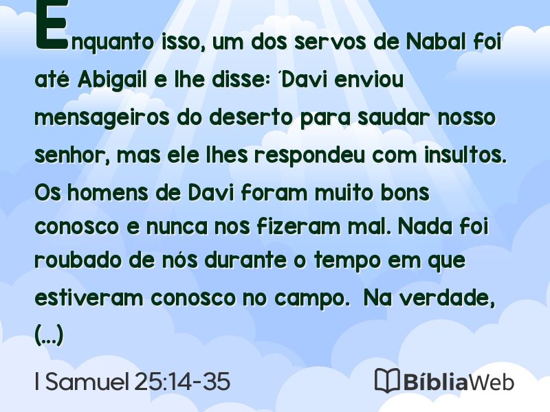 I Samuel 25:14-35 em imagem para compartilhar