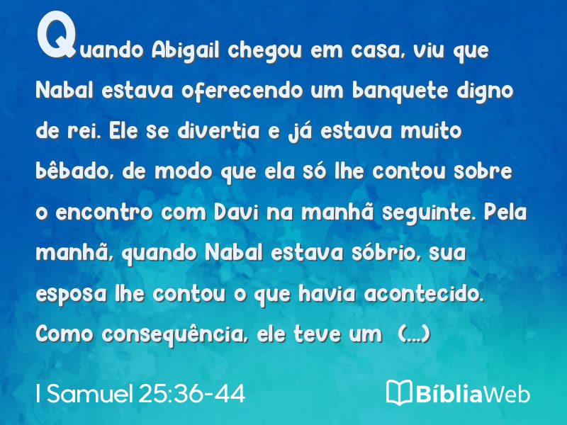 I Samuel 25:36-44 em imagem para compartilhar