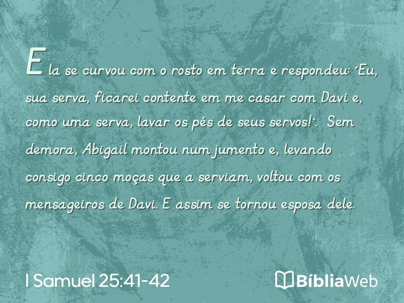 I Samuel 25:41-42 em imagem para compartilhar