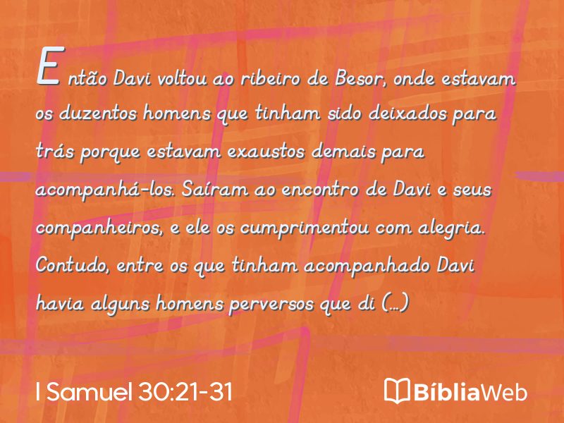 I Samuel 30:21-31 em imagem para compartilhar