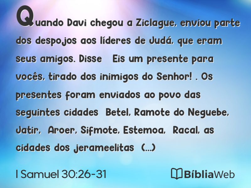 I Samuel 30:26-31 em imagem para compartilhar