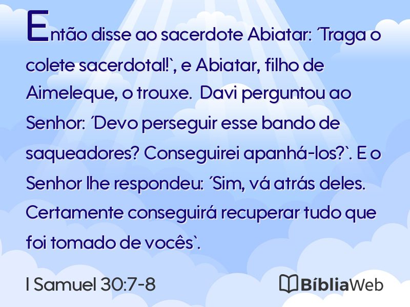 I Samuel 30:7-8 em imagem para compartilhar
