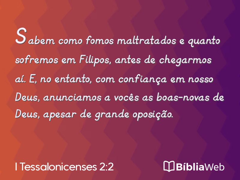 I Tessalonicenses 2:2 em imagem para compartilhar