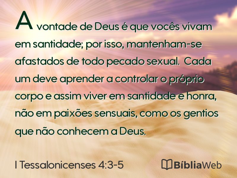 I Tessalonicenses 4:3-5 em imagem para compartilhar