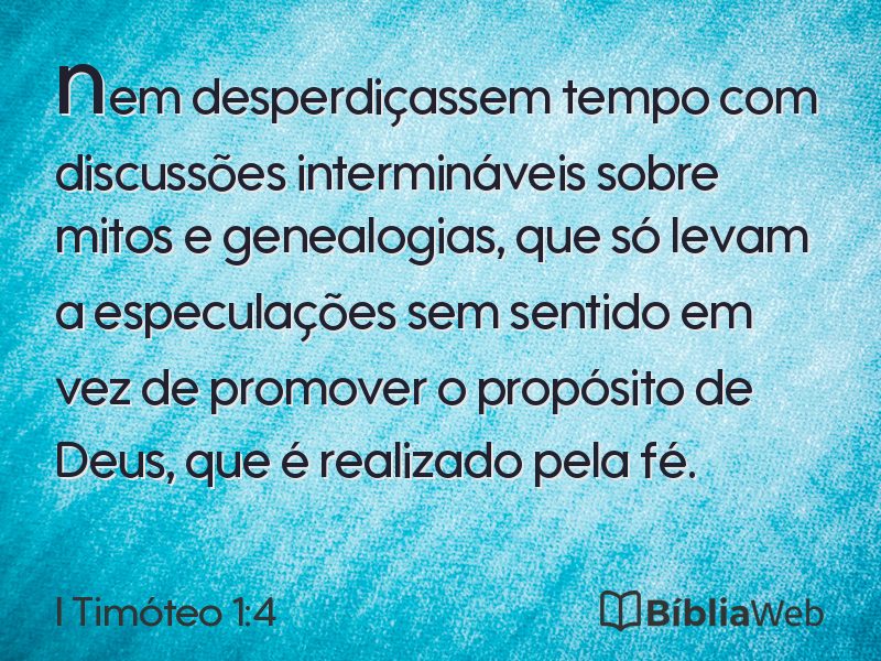 I Timóteo 1:4 em imagem para compartilhar