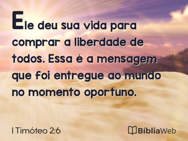 I Timóteo 2:6 em imagem para compartilhar