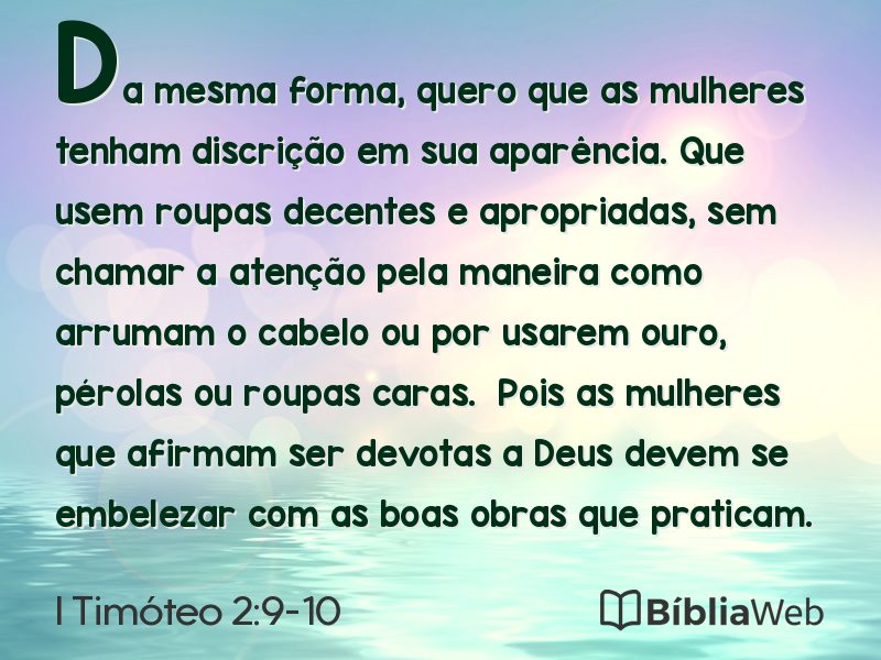 I Timóteo 2:9-10 em imagem para compartilhar
