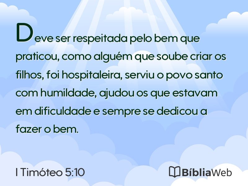 I Timóteo 5:10 em imagem para compartilhar