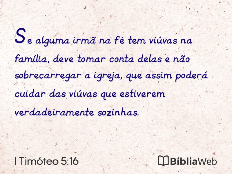 I Timóteo 5:16 em imagem para compartilhar