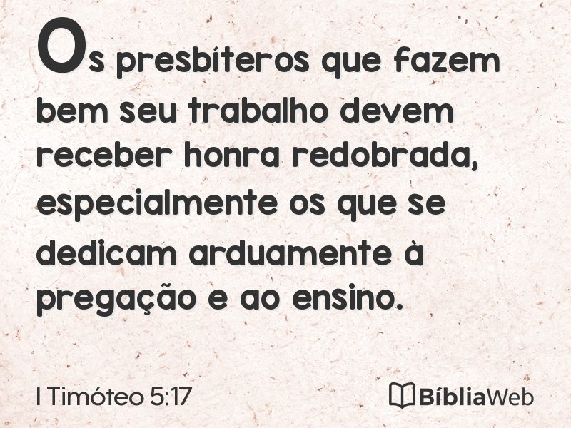 I Timóteo 5:17 em imagem para compartilhar