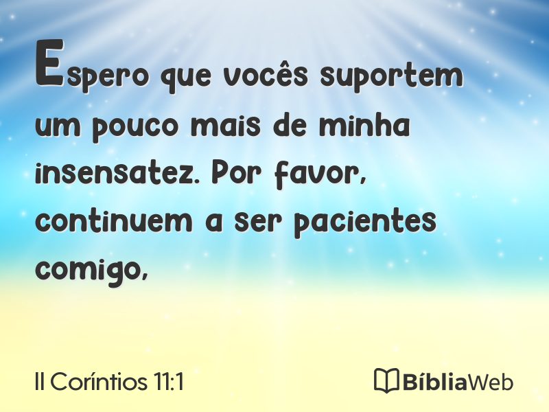 II Coríntios 11:1 em imagem para compartilhar