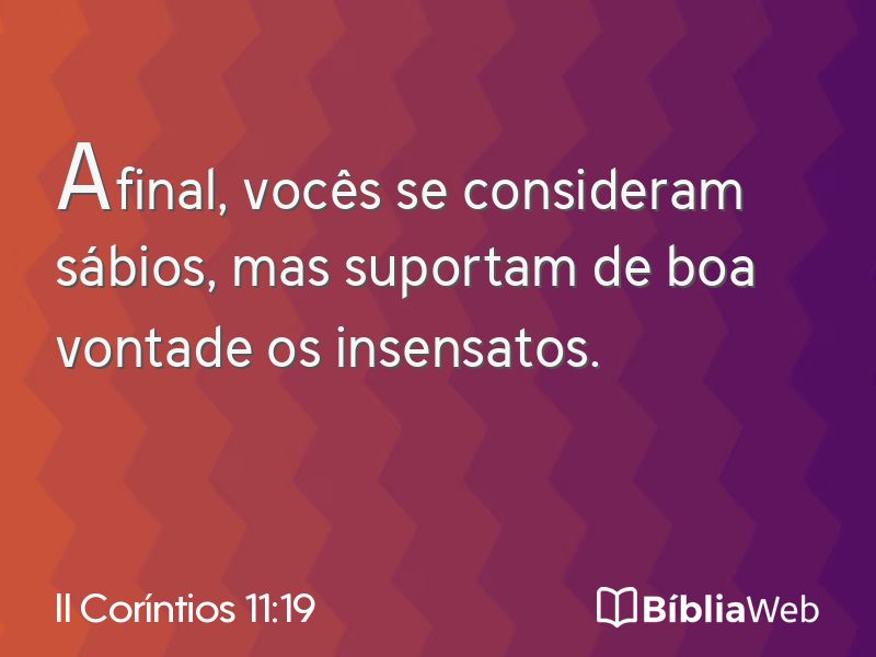 II Coríntios 11:19 em imagem para compartilhar