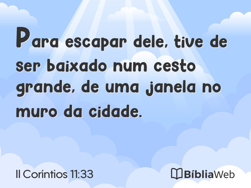 II Coríntios 11:33 em imagem para compartilhar