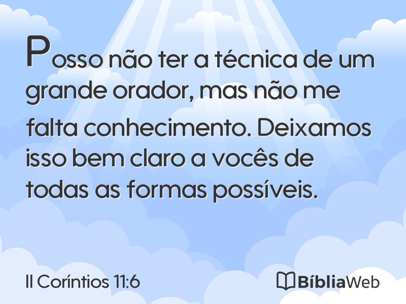II Coríntios 11:6 em imagem para compartilhar