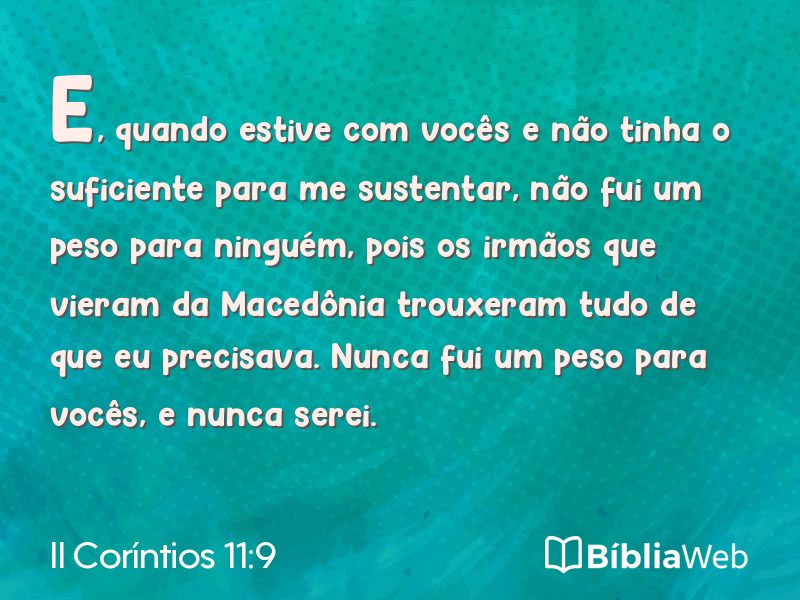 II Coríntios 11:9 em imagem para compartilhar