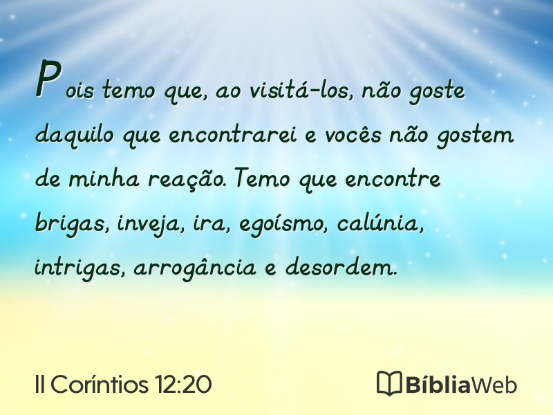 II Coríntios 12:20 em imagem para compartilhar