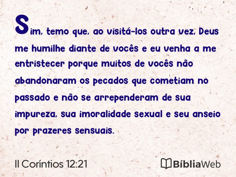 II Coríntios 12:21 em imagem para compartilhar