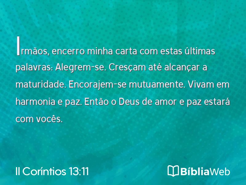 II Coríntios 13:11 em imagem para compartilhar