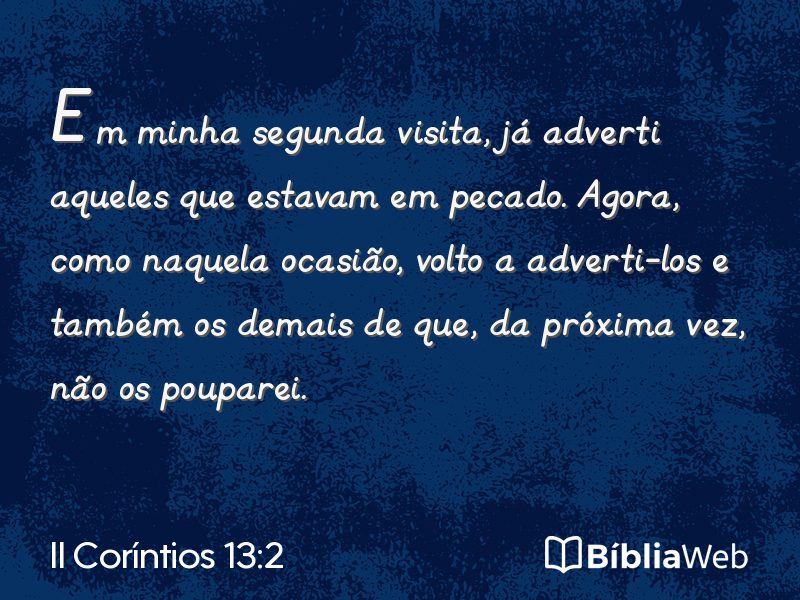 II Coríntios 13:2 em imagem para compartilhar