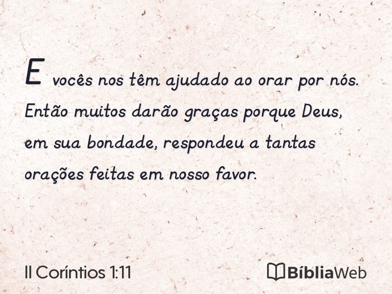 II Coríntios 1:11 em imagem para compartilhar