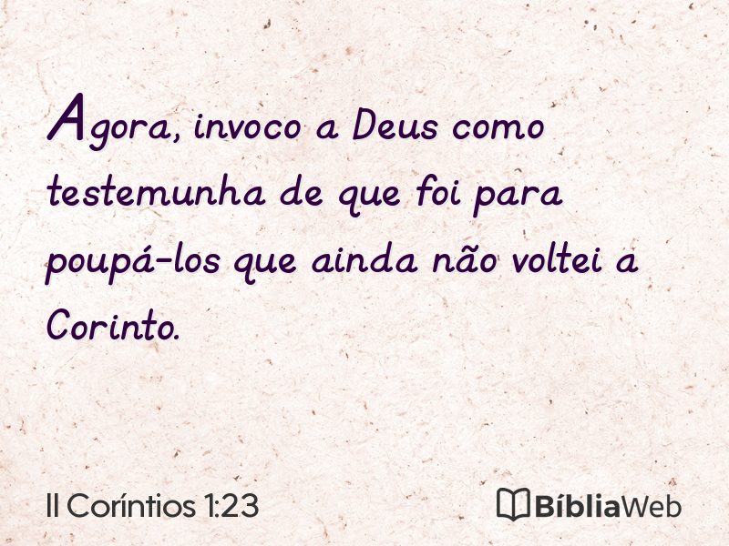 II Coríntios 1:23 em imagem para compartilhar