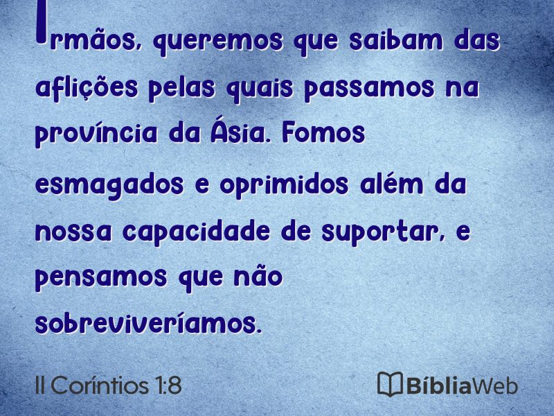 II Coríntios 1:8 em imagem para compartilhar