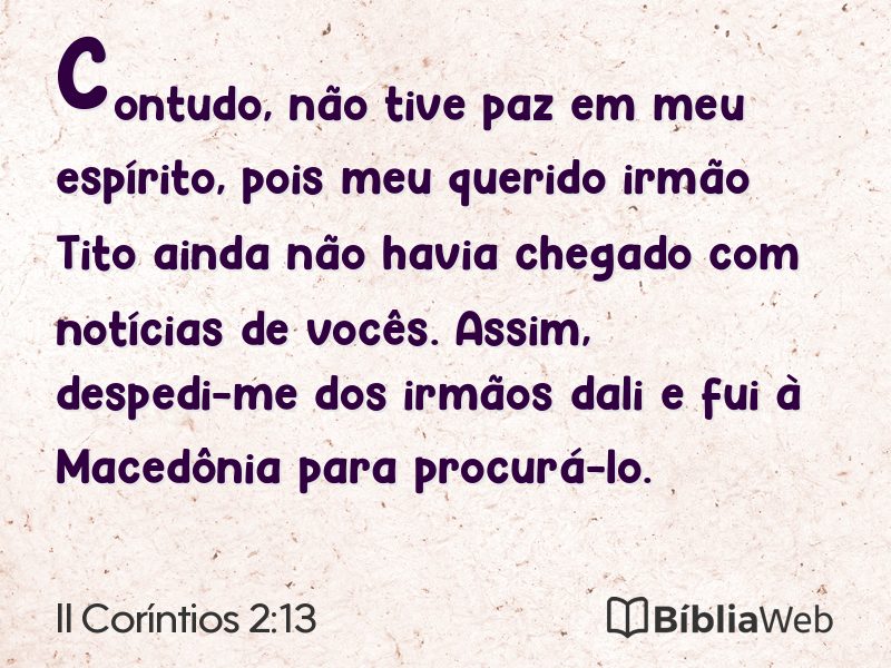 II Coríntios 2:13 em imagem para compartilhar
