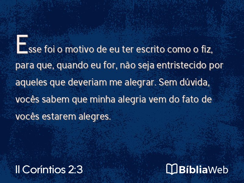 II Coríntios 2:3 em imagem para compartilhar