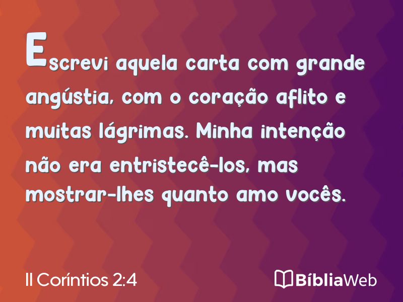 II Coríntios 2:4 em imagem para compartilhar