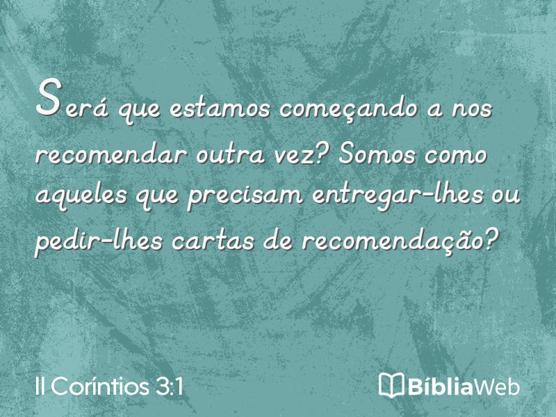II Coríntios 3:1 em imagem para compartilhar