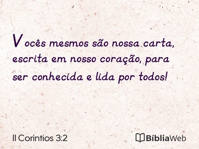 II Coríntios 3:2 em imagem para compartilhar