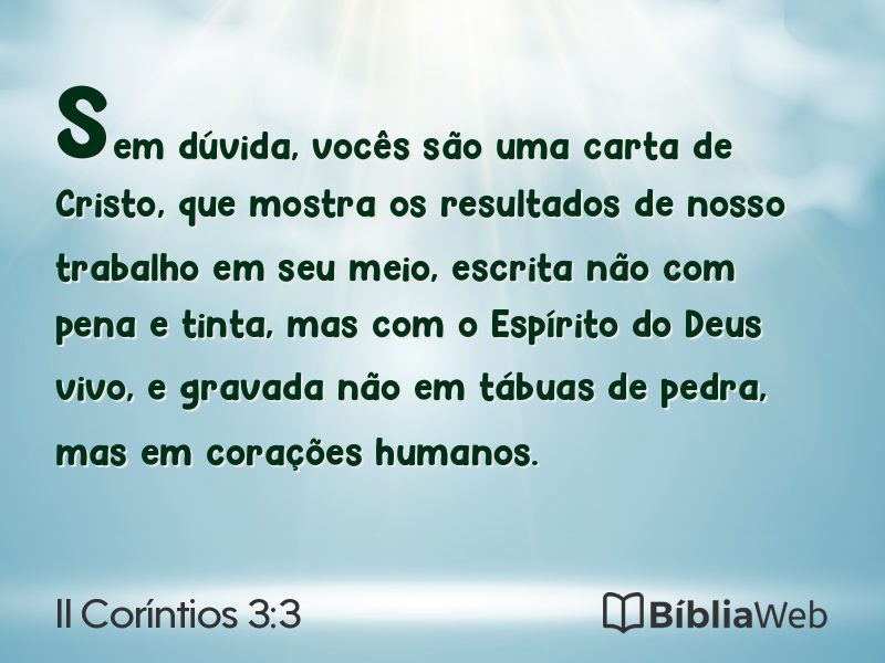 II Coríntios 3:3 em imagem para compartilhar
