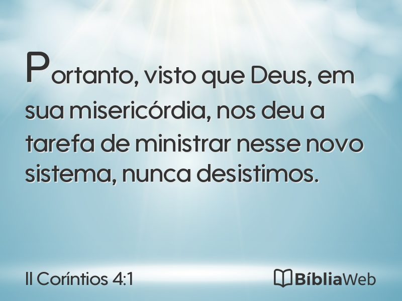 II Coríntios 4:1 em imagem para compartilhar