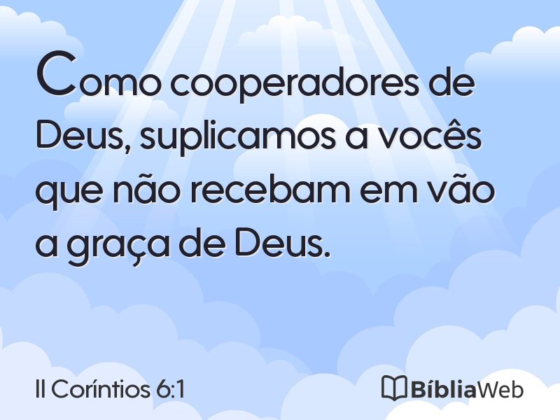 II Coríntios 6:1 em imagem para compartilhar