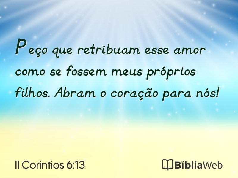 II Coríntios 6:13 em imagem para compartilhar