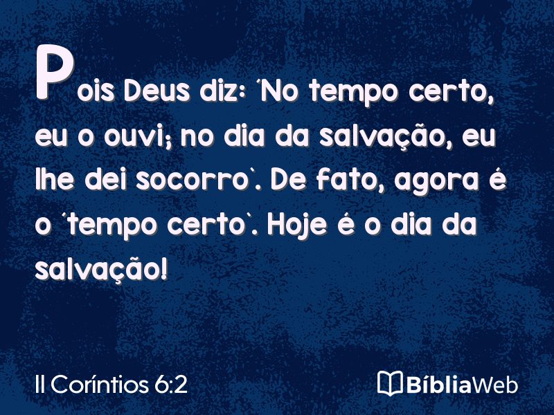 II Coríntios 6:2 em imagem para compartilhar