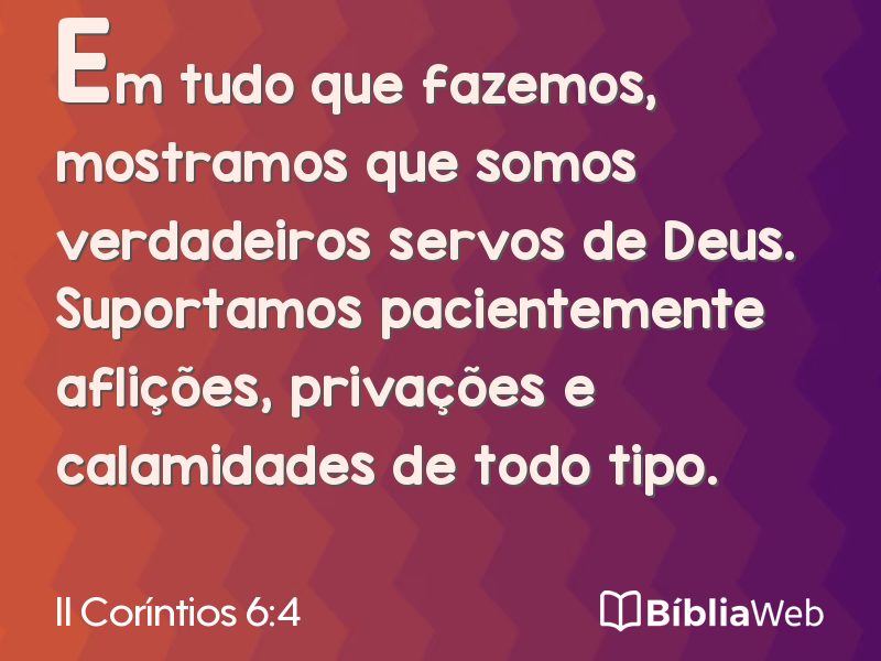 II Coríntios 6:4 em imagem para compartilhar