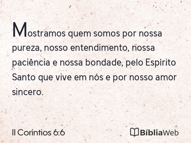 II Coríntios 6:6 em imagem para compartilhar