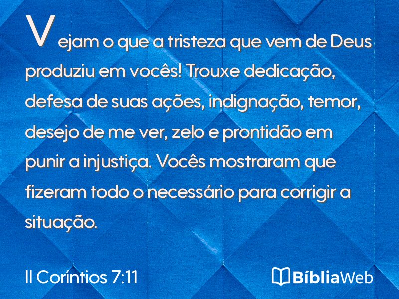 II Coríntios 7:11 em imagem para compartilhar