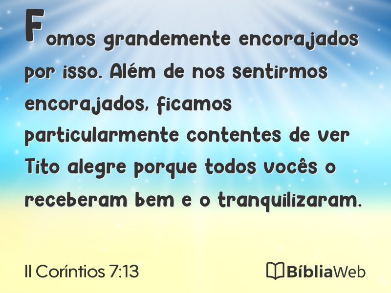 II Coríntios 7:13 em imagem para compartilhar