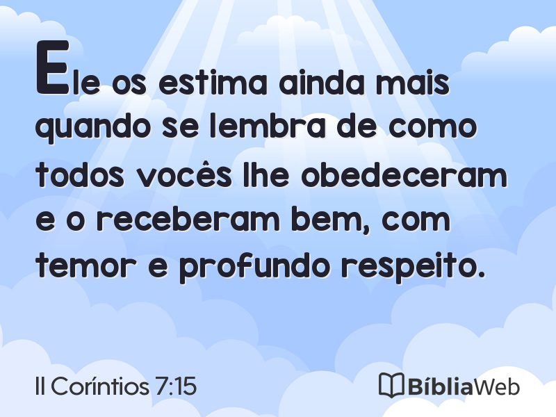 II Coríntios 7:15 em imagem para compartilhar