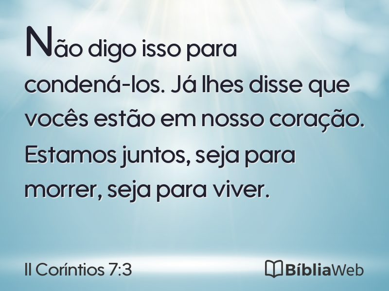 II Coríntios 7:3 em imagem para compartilhar