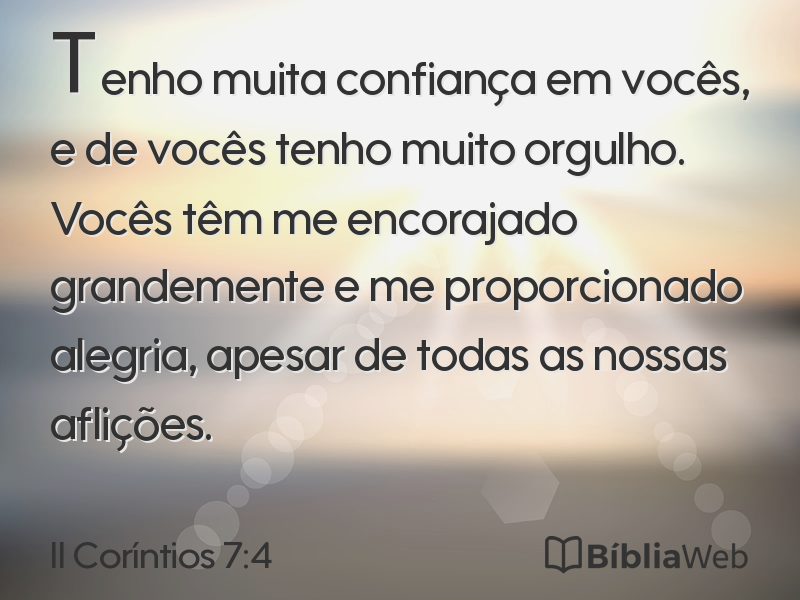 II Coríntios 7:4 em imagem para compartilhar