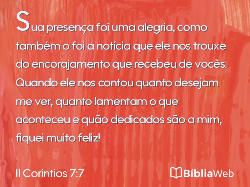 II Coríntios 7:7 em imagem para compartilhar
