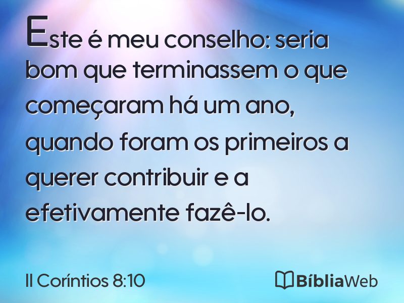 II Coríntios 8:10 em imagem para compartilhar
