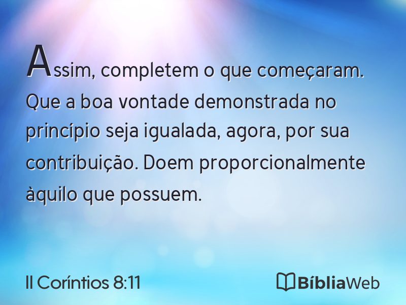 II Coríntios 8:11 em imagem para compartilhar