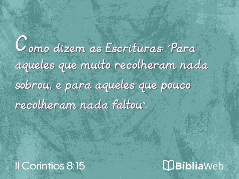 II Coríntios 8:15 em imagem para compartilhar