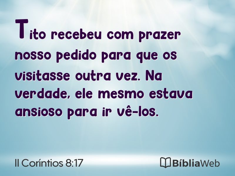 II Coríntios 8:17 em imagem para compartilhar